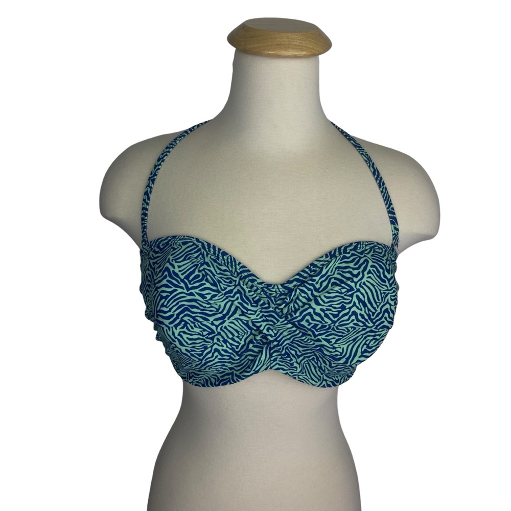 Cleo Hattie Twist Bandeau Bikini Top Zebra Animal Print Halter Size 34 DDDD G - Picture 2 of 15